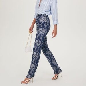 NWOT Reformation Cynthia Baroque High Rise Straight Jeans (floral)